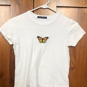 Brandy Melville White Butterfly T-shirt